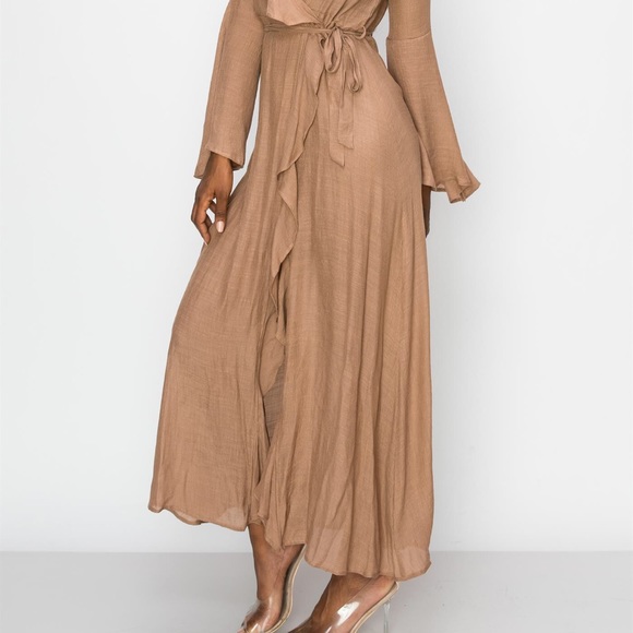 💕New! Ruffle Long Sleeve Kimono Dress - Picture 5 of 7